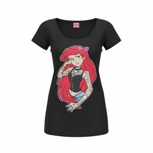 Disney Punk Ariel Little Mermaid Graphic T-Shirt Women’s Small Black